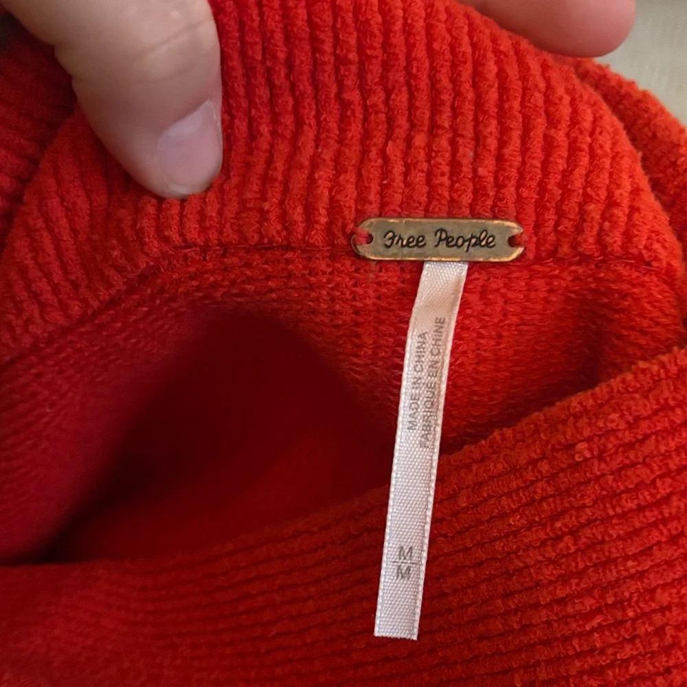 Free People Bold Red Cowl Neck Sweater